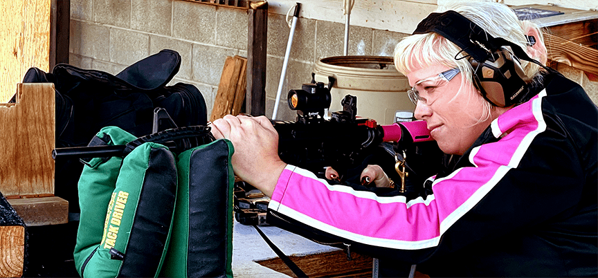 Cheralynn at the range with her Sig AR15